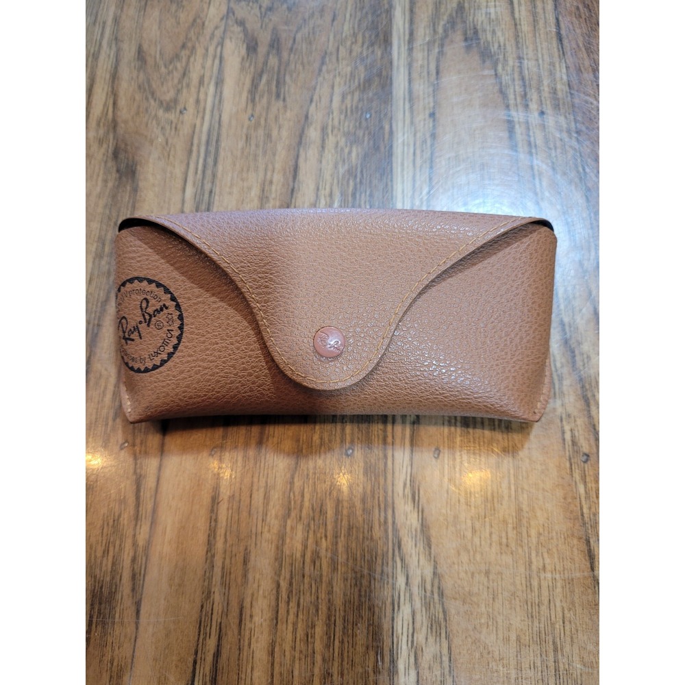 Ray-Ban Snap Glasses Case only Semi hard Brown with logo Faux leather soft lined